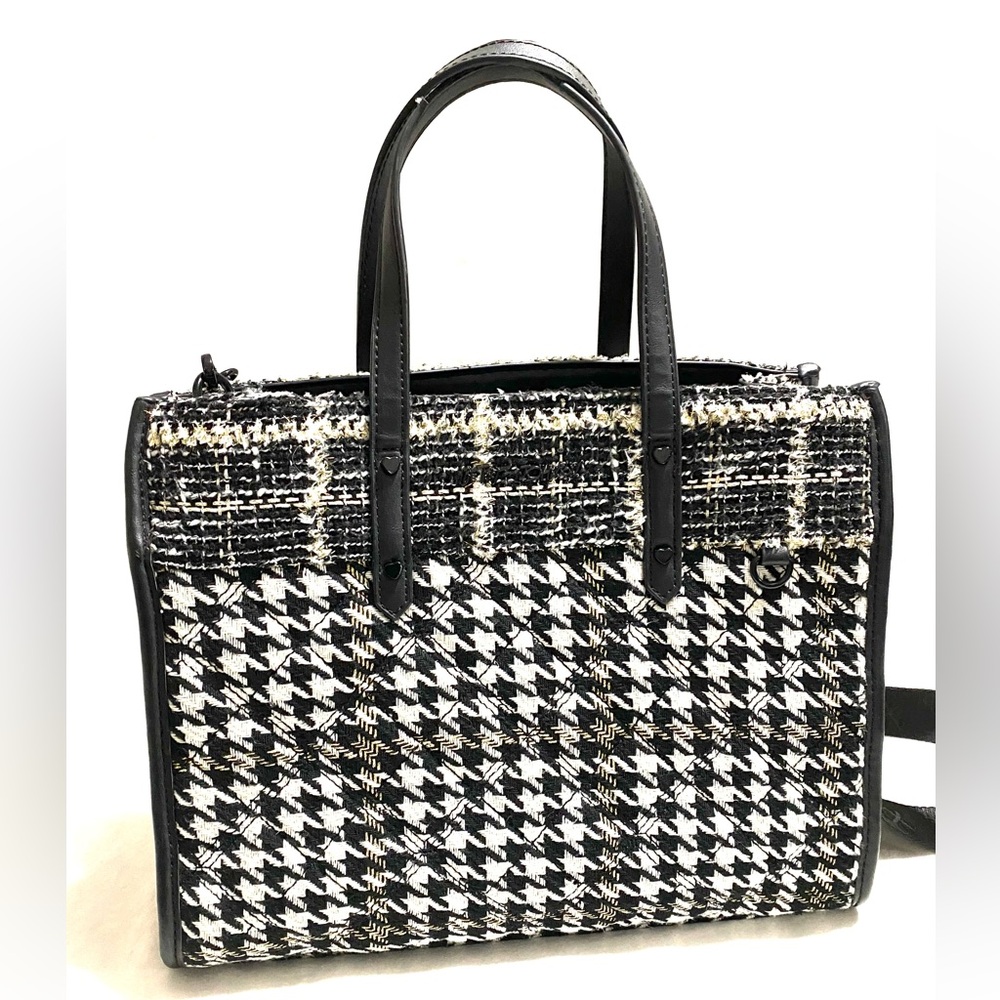 Betsey Johnson Quilted Tote XOBECCA Bag Black Lining Novelty Skulls Hearts Stars